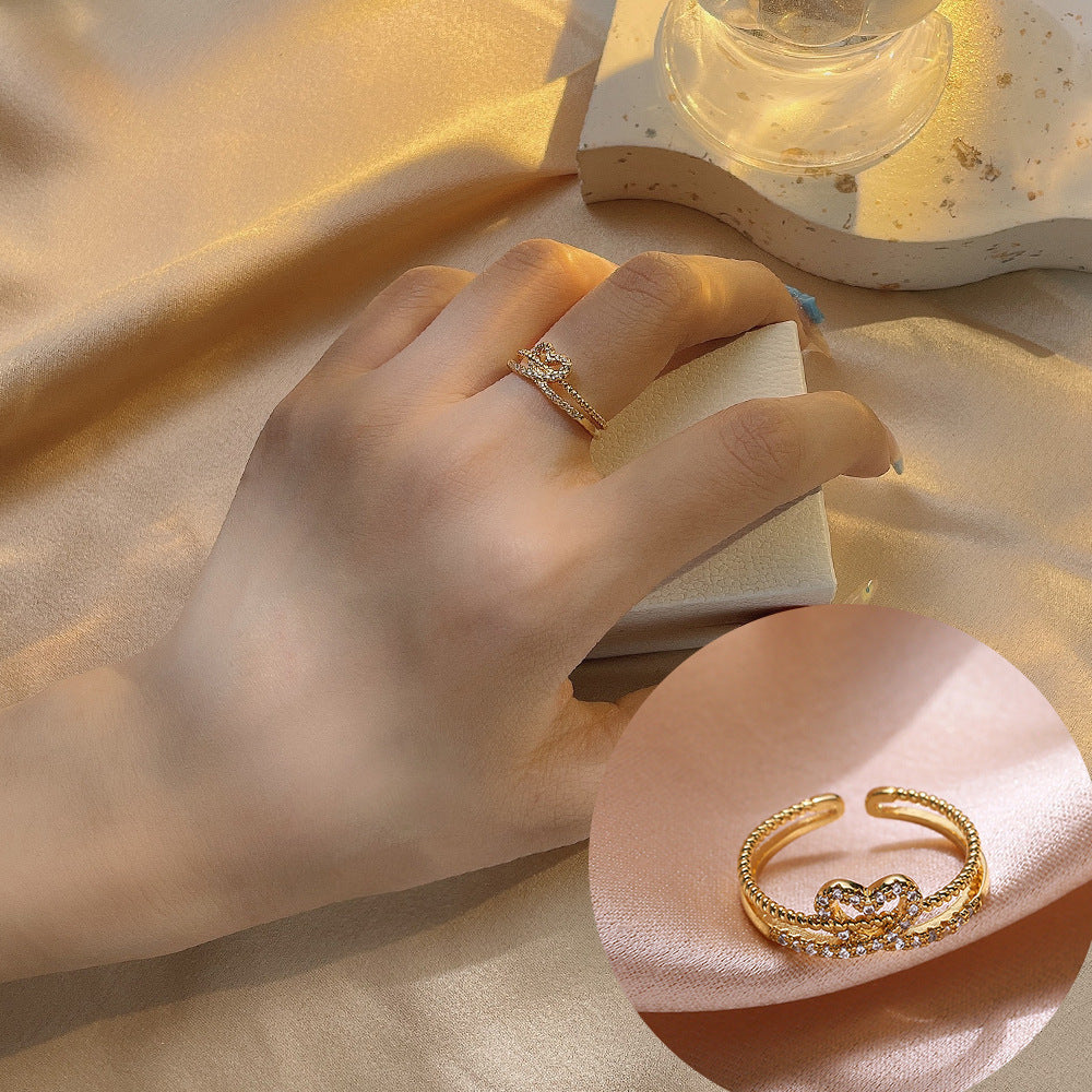 AMORE ICON - Herzring mit funkelndem Akzent